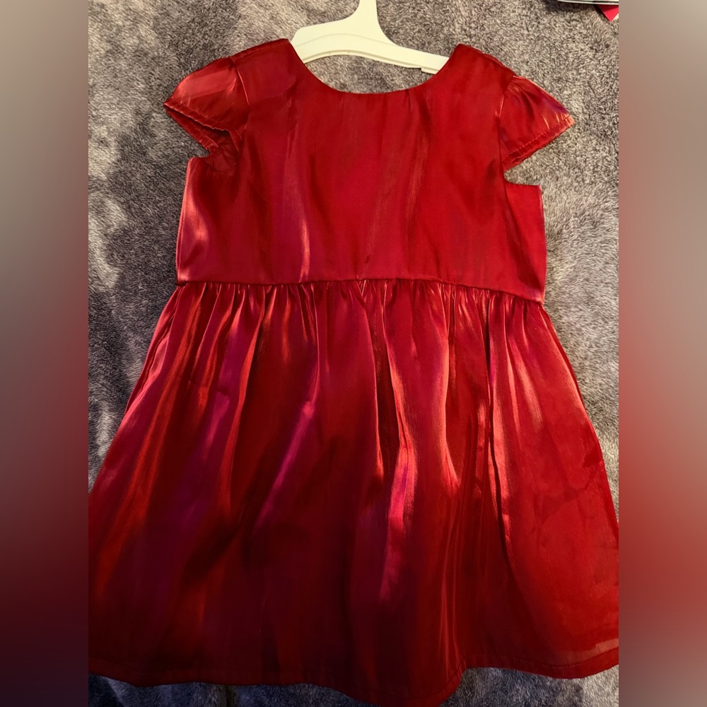 Carters Just One You, Elegant Red Iridescent Satin Dress 18 Mo.